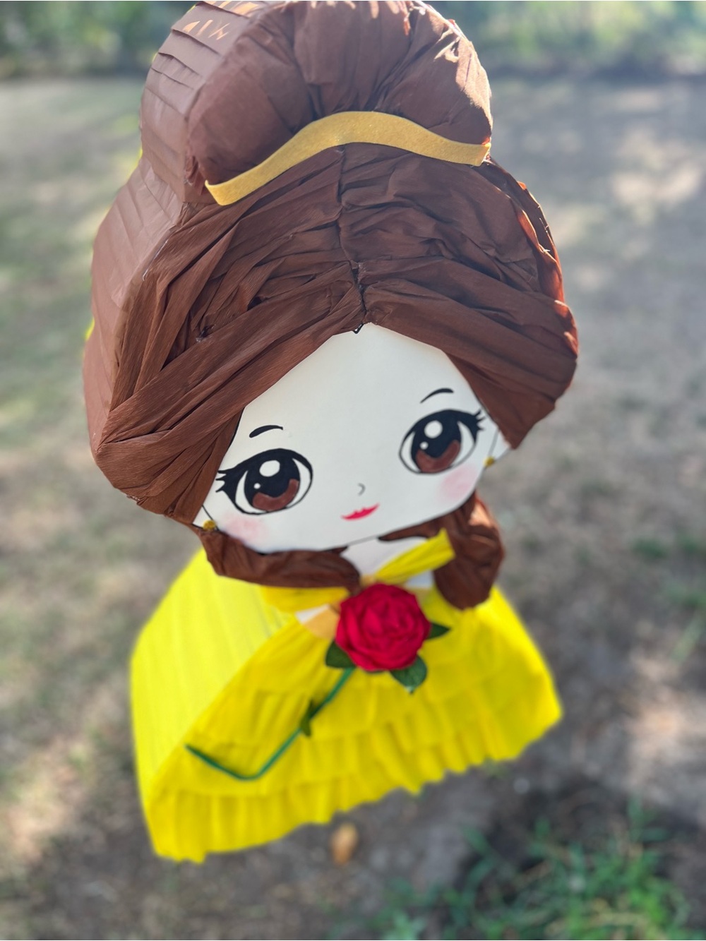 Yellow Princess Doll Piñata with Brown Hair - Party Decoration - Picture 5 of 9